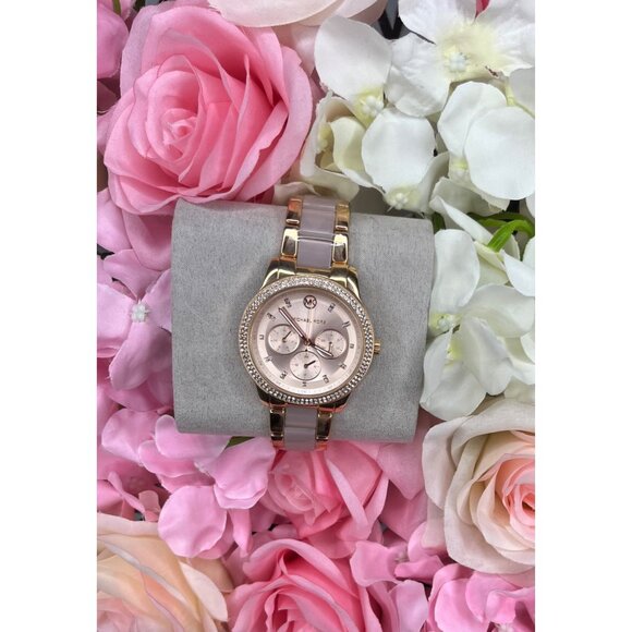 Michael Kors Womens Rose Gold-Tone Diamond WATCH Designer Sleek ICONIC Mk6928 - Picture 5 of 13